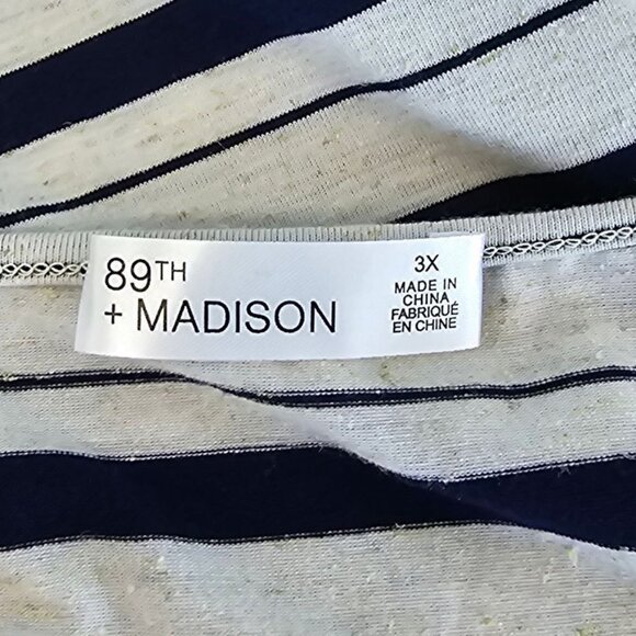 Lace Trim Short Sleeve Stripe Top | 89th & Madison | 3X - Picture 9 of 13